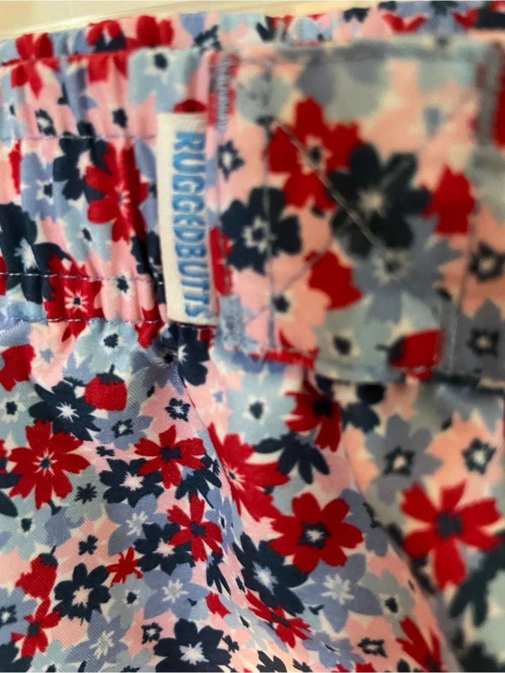 Kids Floral Swim Trunks in Red & Blue